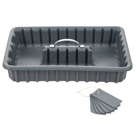 Tote Tray, 17 In Pro Grade Gray Polyethylene With 6Dividers